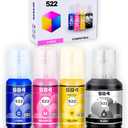 SB4 Compatible 522 Ink Refill Bottles  Replacement for 522 (Not for Sublimation)  Fits EcoTank ET-2720, ET-2760, ET-2800, ET-2850, ET-2750, ET-4700, ET-3850, ET-4800, ET-4750 Printers