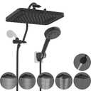 Hibbent cUPC Certified High Pressure 13'' Dual Shower Head Combo with 10-mode Handheld Spray, Rainfall 5-spray Shower Head, 12'' Adjustable Extension Arm, 71'' Hose, Showerhead Holder, Matte Black