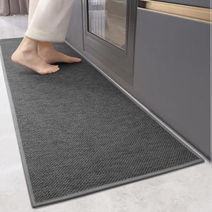 Color&Geometry Kitchen Rugs and Mats Non Slip Washable, Woven Kitchen Runner Rug Easy to Clean Kitchen Floor Mats for in Front of Sink, Laundry Room, Hallway, 2'x6', Grey(Rolled-up NO Creases) 24x72 Inch