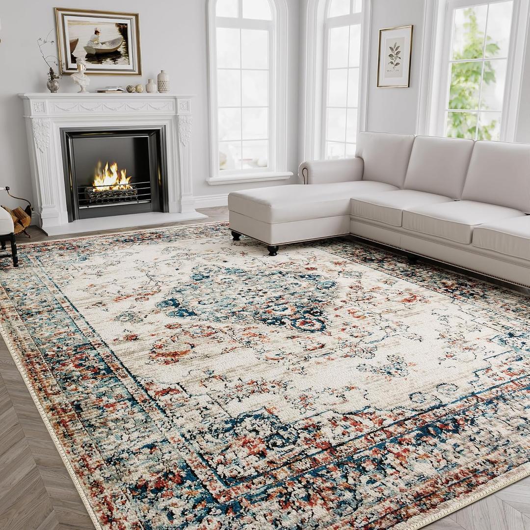 H.VERSAILTEX Large 8' x 10' Area Rugs for Living Room Vintage Bohemian Elegance Rug, Artisanal Handwoven Boho Rug for Distinctive Home Styling Throw Non Slip Rugs Bedroom - Heirloom Floral