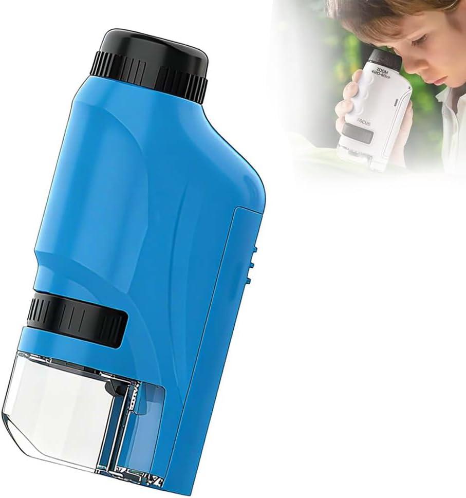 Mini Microscope, 2026 New Portable Pocket Microscope with Adjustable Zoom 60-120x Magnifying Glass, Handheld Microscope Miniscope with LED Lights Educational Science Kit (Blue A)