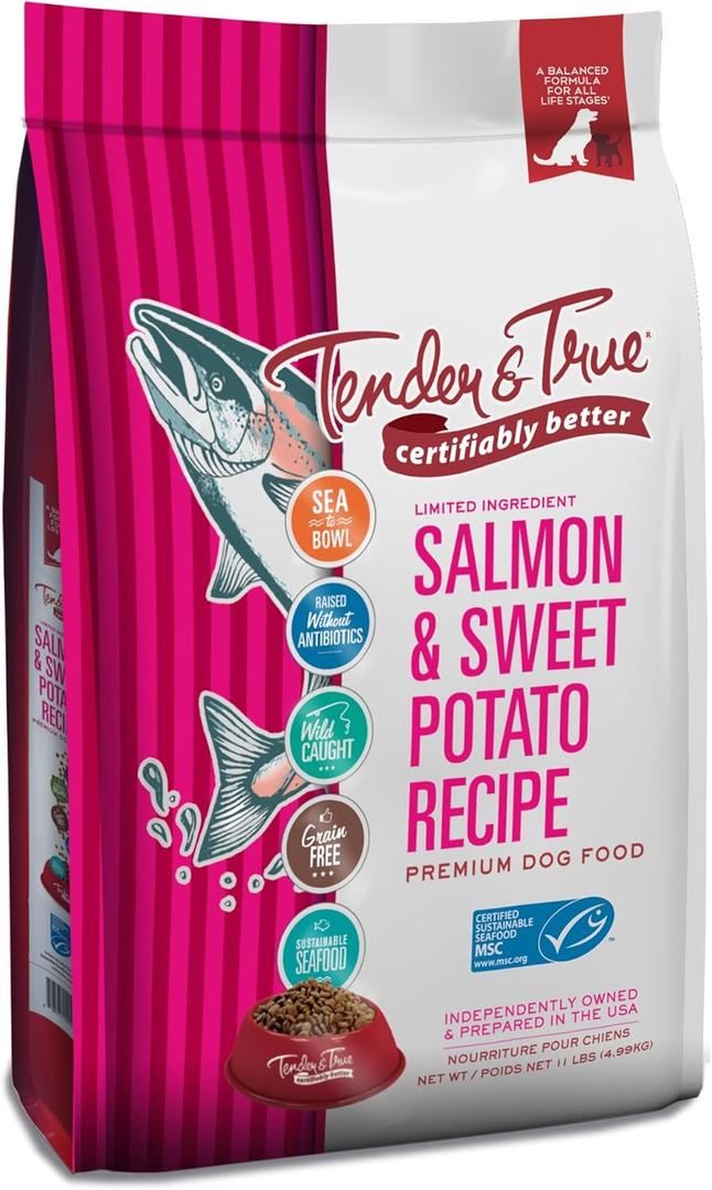 Tender & True Salmon & Sweet Potato Recipe Dog Food, 51031 (11 Pound (Pack of 1), BBD 04/24/2026