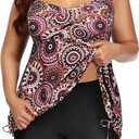 Aqua Eve Women Plus Size Tankini Swimsuit Two Piece Flowy Swimdress Bathing Suits with Shorts Paisley 16W