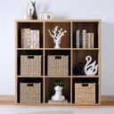 10.5 x 10.5in Cube Seagrass Storage Baskets, Foldable Square Wicker Storage Baskets for Shelves Set of 3, Large Cubby Rattan Basket, Collapsible Cube Storage Bins
