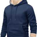 EKLENTSON Hoodies for Men Fleece Pullover Heavyweight Winter Warm Sweatshirts Sherpa Lined Hoodie with Pocket (Blue, L)
