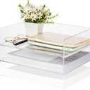 Yulejo 2 Pcs 12.4 x 8.74 x 2.68" Acrylic Desk Organizers Accessories Paper Storage Tier File Office Organizer Tray Stackable Document Clear Desk Accessories for Office Workspace Organization