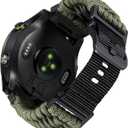 BINLUN Compatible with Garmin Watch Band 20mm 22mm 26mm, Heavy-Duty Braided 550 Paracord Nylon Sport Replacement Strap Design for Quickfit Fenix/Fit for Forerunner/for Instinct/for Quatix/for MARQ (Army green)