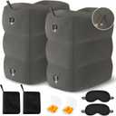 Inflatable Travel Foot Rest Pillow - Travel Foot Rest for Airplane Flights, Car Seat Foot Rest for Kids Airplane Bed for Toddler, Blow up Plane Footrest Pillow with Easy-Carry Strap, Dark Gray 2Pack