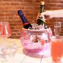 NPW Pink Disco Ball Ice Bucket Mirrored Cocktail & Champagne Ice Bucket for Parties, Girls Night & Bachelorette (EXP 08/19/26)