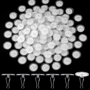 100 Pack Self-Adhesive Ceiling Hooks for Hanging, Sticky Damage-Free Transparent Ceiling Discs with Metal Hook, Removable Wall Hanger for Wedding Birthday Halloween Christams Decorations