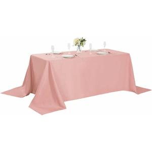 Rectangle Tablecloth 90x132 inch Washable Polyester Fabric Table Cloth for Wedding Party Dining Banquet Decoration90x132, Dusty Pink