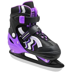 SMOOJOY Adjustable Ice Skates for Kids Boys Girls, Smooth Blades Iceskates, Breathable Fabric and Comfortable Lining Ice Skates, Hockey Skates Shoes for Ages 3-12, Outdoor and Indoor Rink