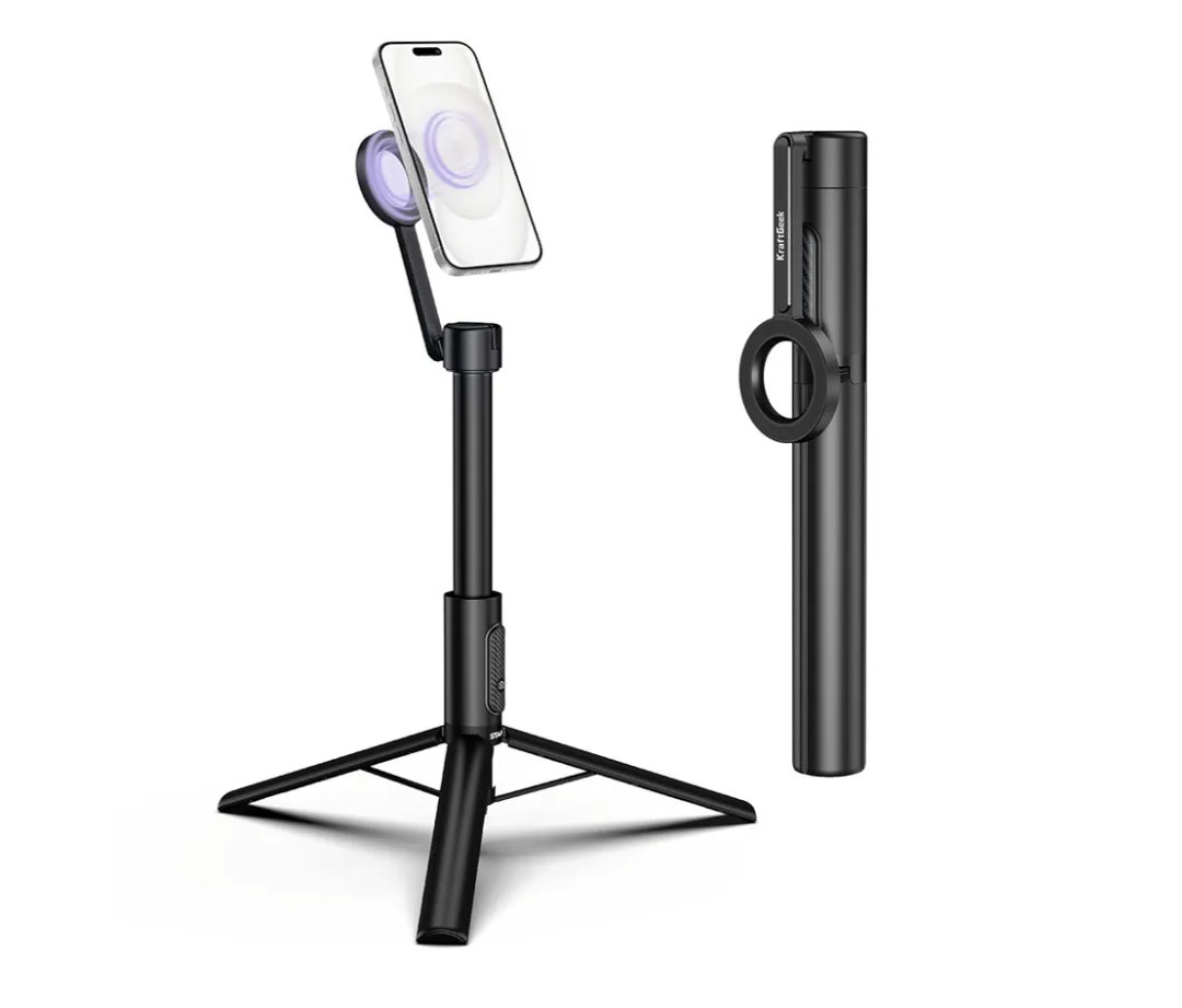 KraftGeek Magnetic Selfie Stick Tripod for iPhone, 64 Phone Tripod for Magsafe, Travel Phone Stand with Remote for iPhone 16 Pro Max (64 Inches-White)