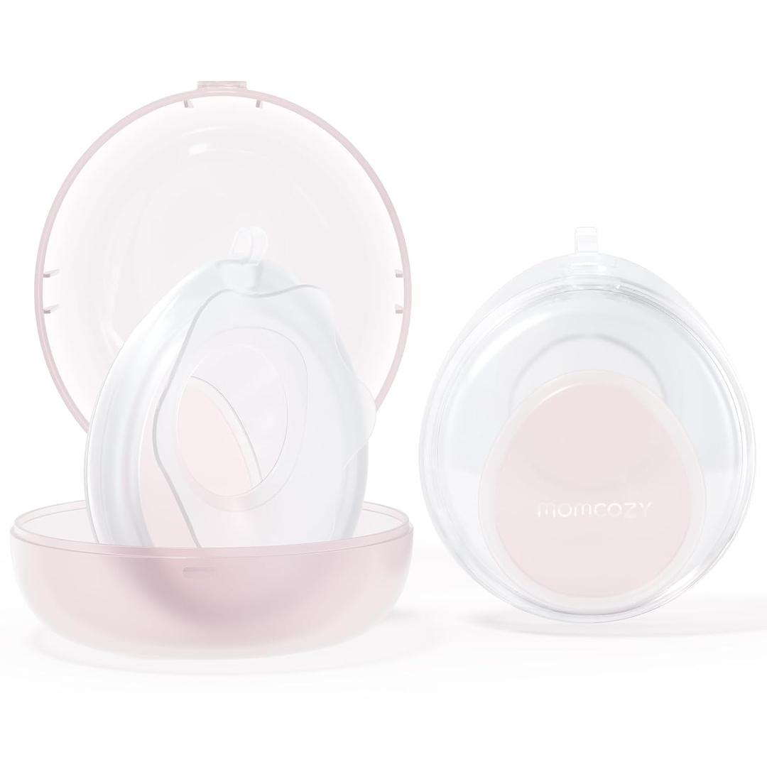 Momcozy Breast Milk Collector Collection Shell, Petal Soft Silicone Flange, Milk Collectors for Breastfeeding, Slim Waterdrop-Shaped Discreet Comfort with Storage Case (1oz/30ml, 2PCS)