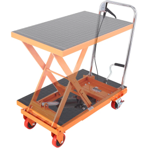VEVOR TF23 Hydraulic Lift Table Cart, 500lbs Capacity 28.5" with 4 Wheels and Non-Slip Pad, for Material Handling and Transportation, Orange