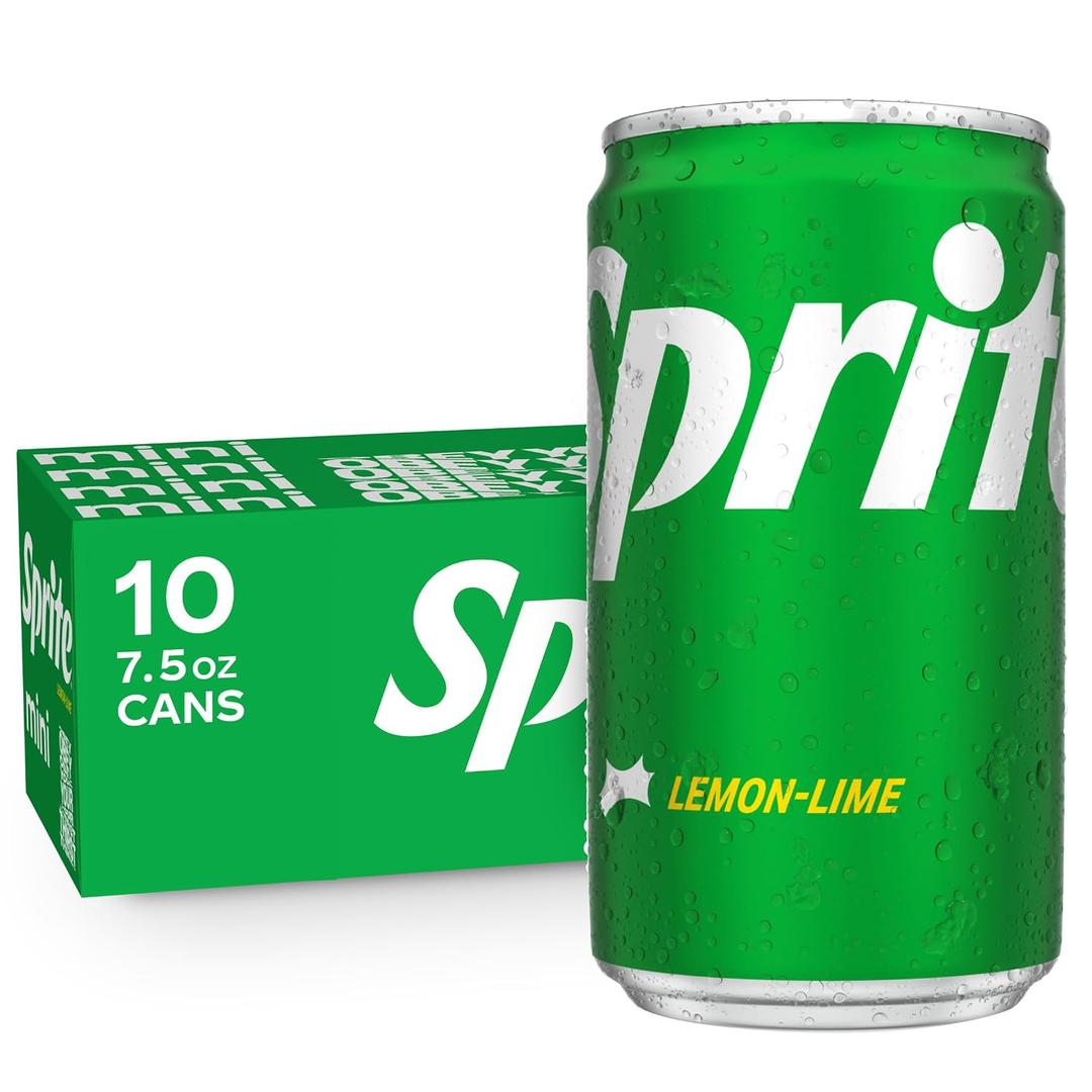 Sprite Lemon-Lime Caffeine Free Soda Soft Drink Fridge Pack Mini Cans, 7.5 fl oz, 10 Pack (EXP 09/01/25)
