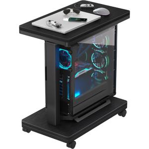 Height Adjustable Computer Tower Stand, 2-Tier CPU Holder Cart Under Desk, PC Floor Stand for Office Gamingblack