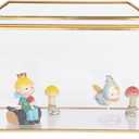 Golden Glass Lidded Box Decorative Jewelry Display Box Brass Clear Glass (Golden/Roof, 12.6" L x 5.9" W x 9" H)