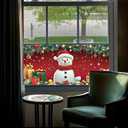 Christmas Window Film Snowman with Santa Hat Scarf Gifts Snowflake Ornaments Decorative Glass Sticker Static Cling Holiday Privacy Window Clings 39.3  17.7 Inch