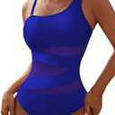Blooming Jelly Women's Sexy One Piece Bathing Suits One Shoulder Swimsuits Slimming Mesh Swimwear, M