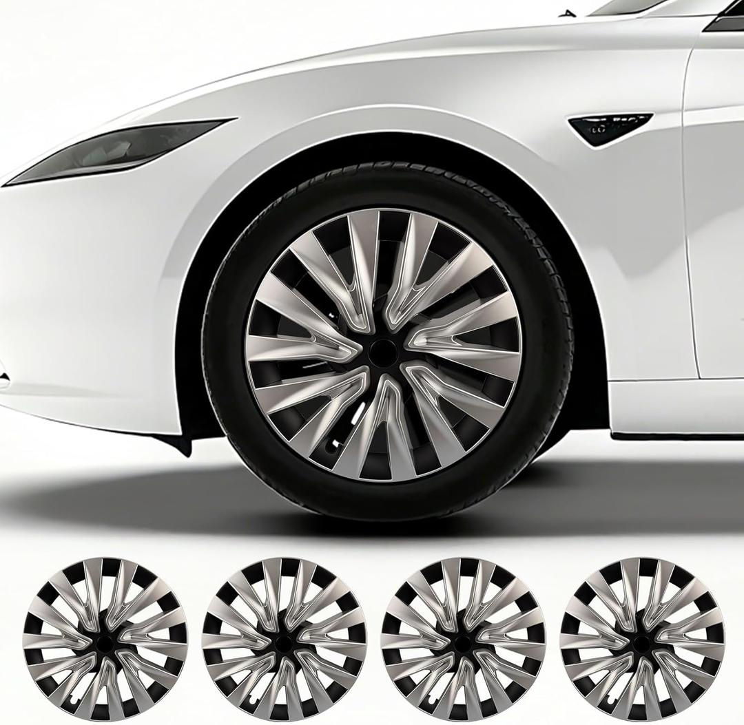 Wheel Covers for Tesla Model 3 Highland, 18 Inch Hubcaps Rim Protectors Cover, 2024 2025 2026 Model 3 Highland Hub Caps Accessories Silver 4 Pcs