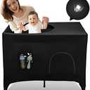 Pack N Play Blackout Cover, Hiaksedt Crib Canopy Cover for Pack and Play, Breathable Blackout Tent for Travel Crib, Portable Stretchy Netting Cover for Indoor Outdoor Travel Playard