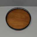 Farmhouse Oak 9" Lazy Susan Turntable Organizer for Cabinet, Round Wooden Lazy Susan Organization and Storage for Dining Table, Pantry, Kitchen, Countertop, Cupboard,Home Decor, Walnut Wood