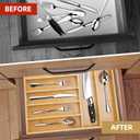 Besilord Silverware Organizer Kitchen Drawer Organizer Utensil Organizer Bamboo Silverware Holder Cutlery Organizer in Drawer Flatware Organizer Tray(7 slots, Natural