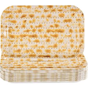 50Pcs Passover Matzah Party Plates 10" x 6.5" Passover Seder Paper Plates Disposable Pesach Matzo Themed Plate for Kids Adults Seder Festival Holiday Party Decoration