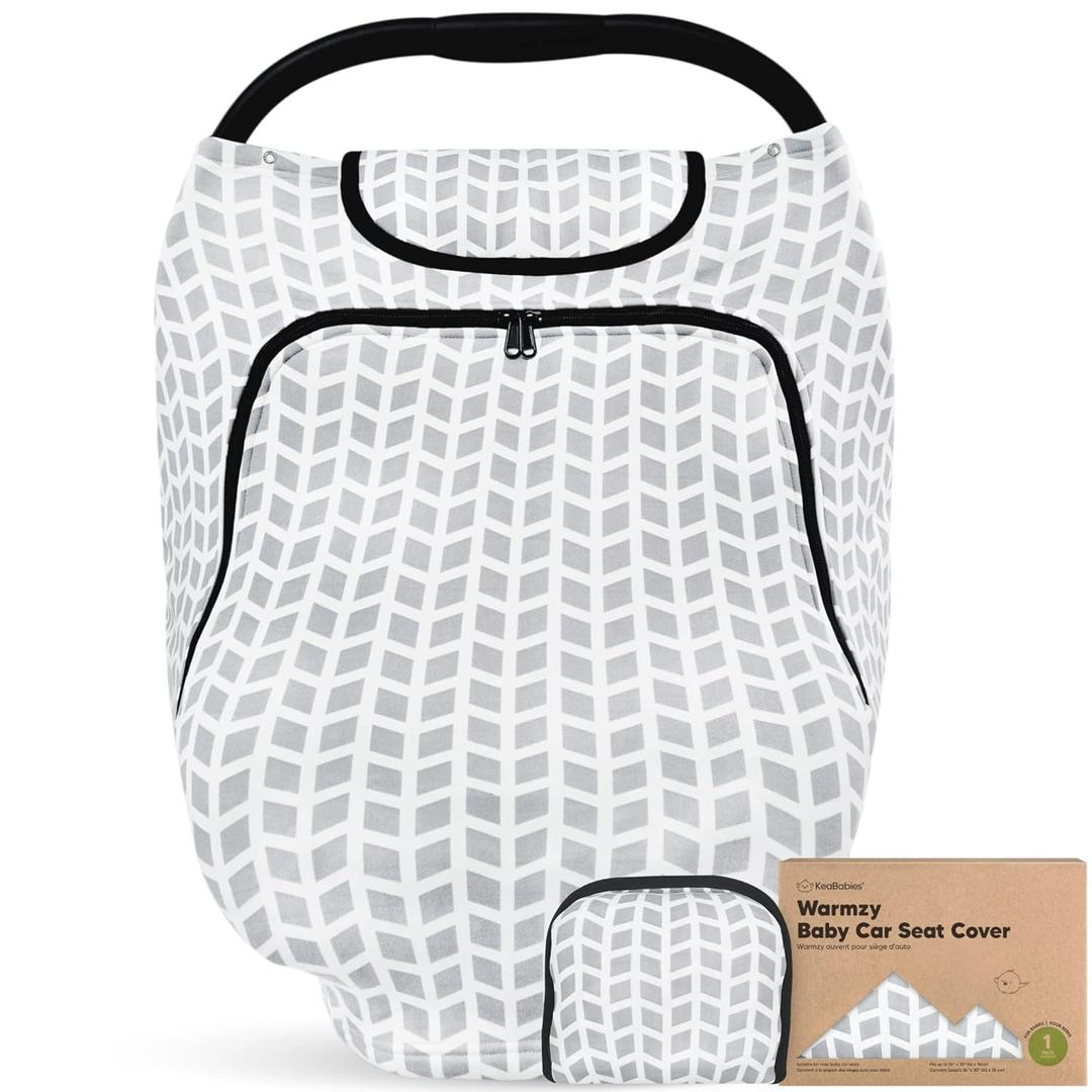 Baby Car Seat Cover for Boys, Girls - Breathable Infant Carseat Canopy for Winter, Rain, Universal Stretchy Fit Nursing Cover for Breastfeeding Newborns,Super Soft,Easy Access Zip Window(Kite)