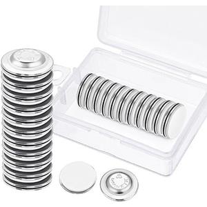 BBTO 24 Pieces Name Tags Magnets Magnetic Name Badge Round Adhesive Magnetic Pin Backs for Clothes with Plastic Storage Box for Circle Badges(Diameter of 1.7 cm/ 0.67 inch)