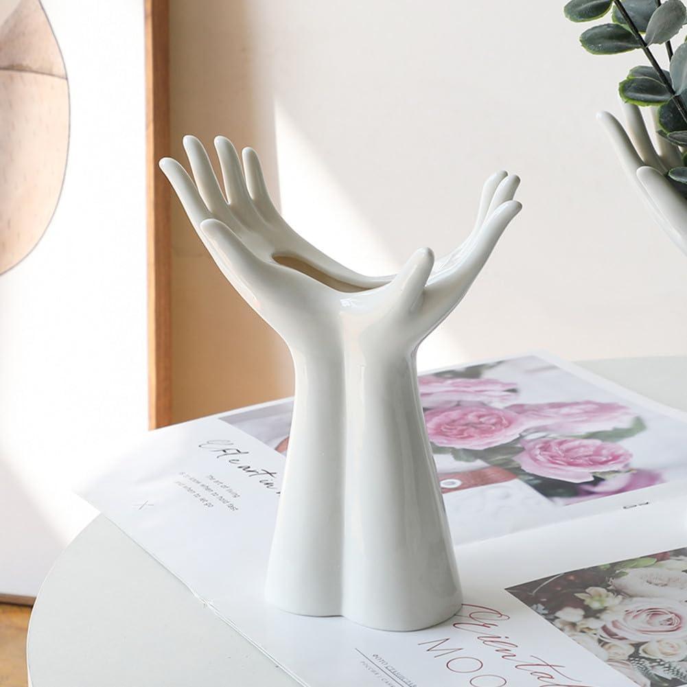 White Ceramic Hand Vase, Arm Bud Flower Vase Cute Unique Boho Minimalism Female Form Body Aesthetic Decorative Modern Nordic Style for Home Living Room Office Decor (Medium)
