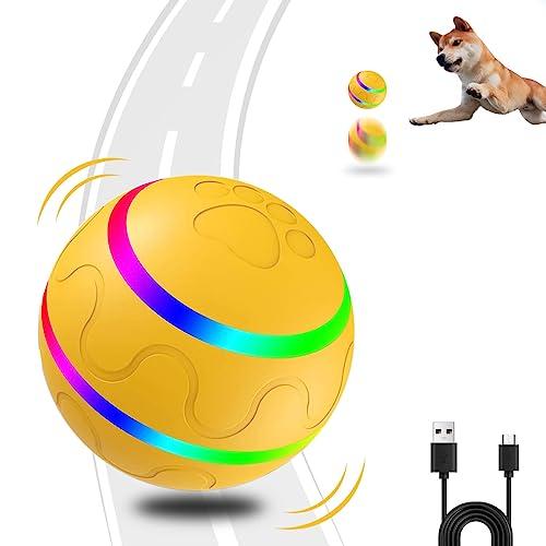 HANIPUPPY Interactive Dog Ball Toy, Smart Tennis Pets Chew Toys, Electric Launcher Durable Automatic Rolling Balls for Dogs, Cat, Bouncing Busy Ball for Small&Large Pet (Yellow Automatic)