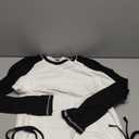 SOFIA'S CHOICE Women's Color Block Long Sleeve Raglan T Shirt Drawstring Side Ruched Tee Top White Black D XX-Large