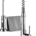 Durable Kitchen Sink Faucet with Sprayer, Compatible with 1 Hole or 3 Hole, 360 Rotatable Commercial Pull Out Kitchen Sink Faucets Spring Laundry Camper Utility Wet Bar (Pull Out, Brushed Nickle)