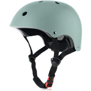 Skateboard Bike Helmet, Lightweight Adjustable, Multi-Sport for Bicycle Skate Scooter, 3 Sizes for Adult Youth & Kids, Matte Misty Blue, Medium: 54-57 cm / 21.3"-22.4"