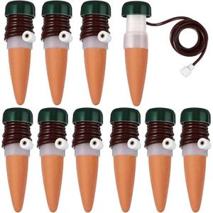 10 Pack Plant Watering Stakes Automatic Devices Plant Self Drip Irrigation Slow Release Indoor Outdoor Terracotta Water Spikes for Potted Plants Flower (Dark Green Base)