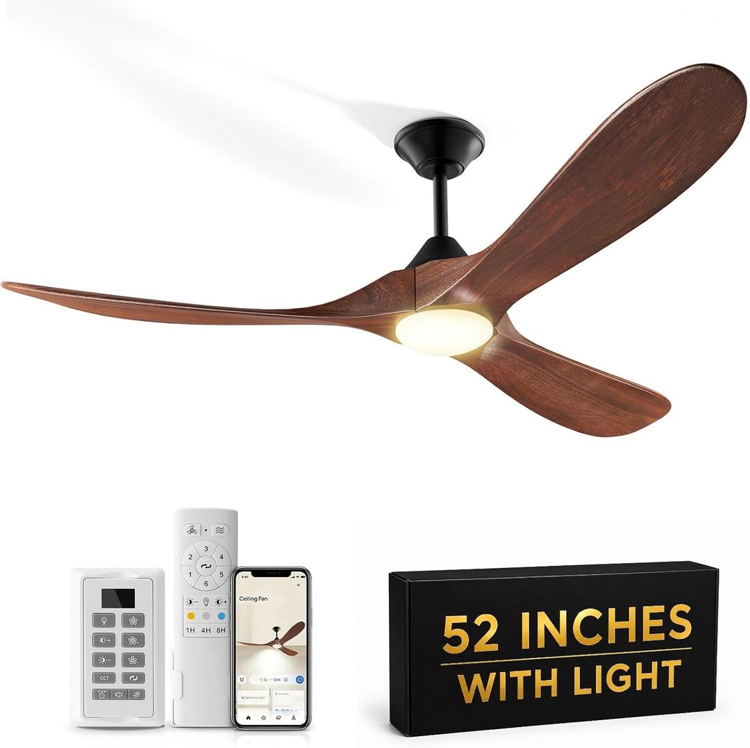 52 Inch Outdoor Ceiling Fan with Light and Remote,Indoor/Outdoor