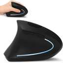 Lekvey Left Handed Mouse, Wireless 2.4 GHz USB Lefty Left Hand Ergonomic Vertical Mouse, Less Noise - Black