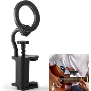 Magnetic Guitar Phone Holder, Adjustable Phone Mount for 6-8.8cm Thick Guitars/Ukulele, 360 Rotatable Magnetic Ring with 12 Magnets, Guitar Sheet Music Stand, Ideal for Digital Sheet Music