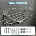 Bathroom Towel Storage Bundle: Double Foldable Rack & 2 Fluffy Hand Towels - SUS304 Stainless Steel Shelf with Super Absorbent Quick-Dry Towels, Gray & White