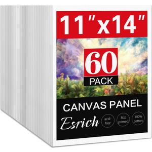 ESRICH Canvas for Painting 11x14, 60 Pack Canvas Boards for Painting Cotton Primed Acid Free Blank Canvas Panels for Beginners & Artist for Oil Paint, Watercolor, Acrylic Paint, Gouache.