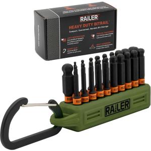 Ball End Hex Bit Set - Railer 2 Inch Impact Driver 20pc Hex Bit Set With A Bit Holder & Carabiner. Premium S2 Steel, Ideal For Furniture Screws