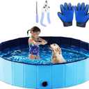 48"*12"Foldable Pet Dog Pool,Portable Kiddie Pool,Collapsible PVC Bathing Tub Swimming Pool,Indoor Outdoor Leakproof Cat Dog Pet SPA for Large Medium Small Dogs Cats and Kids (Blue)
