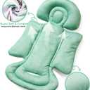 Infant Car Seat Insert, Enlarged Head Support For Baby Carseat, Reversible Newborn Insert With 3 Strap Covers, 2-in-1 Baby Car Seat Cushion for Stroller, Swing, Bouncer, Rocker - Blue Giraffe
