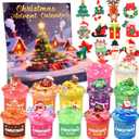 Christmas Slime Kit - 24 Pack Slime Party Favors for Kids, Xmas Stickers & Charms, Christmas Stocking Stuffers for Kids, Super Soft, Non-Sticky, DIY Surprise Slime for Girls & Boys