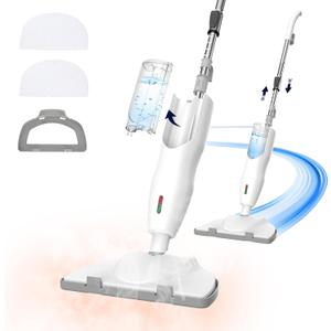 1200W Powerful Steam Mop with 2pcs Washable Pads, 12.5oz Removable Water Tank, 30s Quick-Heating, 260 for Cleaning and Sanitizing Hardwood, Marble, Tile and Carpet