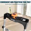 Valeo Aluminium 4 Step Ladder with Retractable Handgrip,Anti-Slip Pedal,330 lbs Capacity,Folding Step Stool for Kitchen, Garage, Home, Space Saving, Sturdy and Portable, Silver