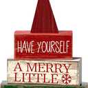 4 Pcs Christmas Decor Wooden Christmas Tree Winter Tiered Tray Decor Xmas Table Centerpiece Rustic Decorative Tree Block Signs Gift Farmhouse Winter Table Decoration for Home Kitchen