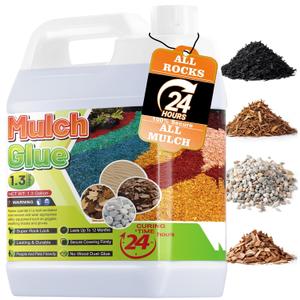Mulch Glue for Landscaping - 1.3 Gallon Pea Gravel Glue, Pet-Friendy Stone Sealer, Stabilizer Mulch Adhesive for Pebble, Rubber, Garden Pathway, Landscape, Patio, Direct to Use